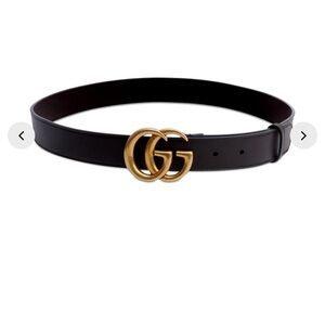 Gucci Black Belt with Gold GG Buckle
